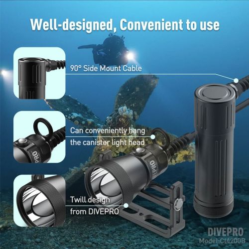 Divepro latarka z kanistrem 4200 lumenów sidemount ()
