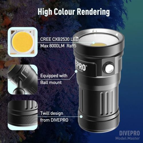 Divepro latarka foto/video Master 8000 lumenów ()
