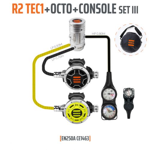 Tecline automat oddechowy R2 Tec1 zestaw z oktopusem i konsolą 3-elementową (10005-3)