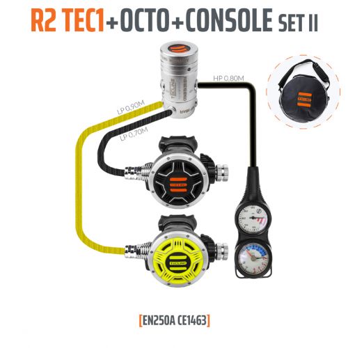 Tecline automat oddechowy R2 TEC1 zestaw z oktopusem i konsolą 2-elementową  (10005-2)